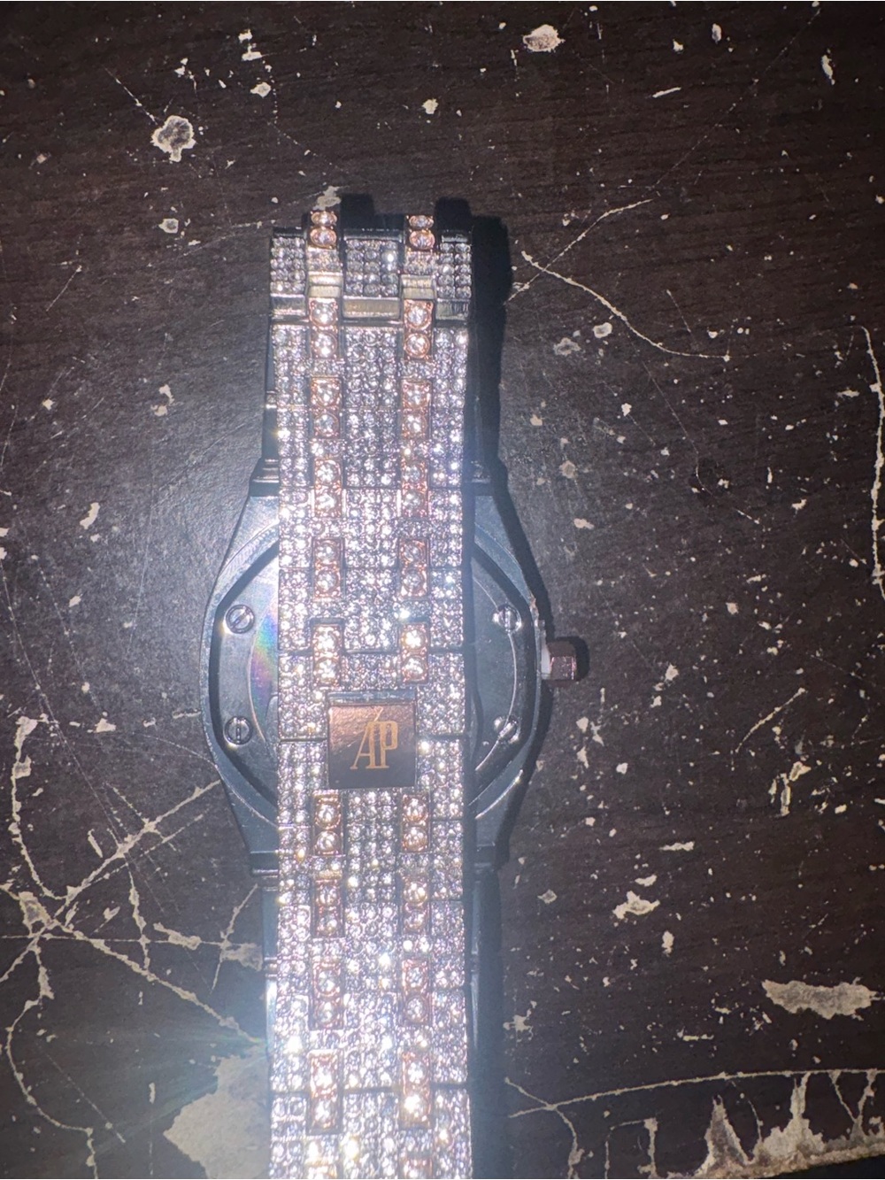 Diamond-Style Men’s Bracelet Watch Band in Silver and Rose Gold